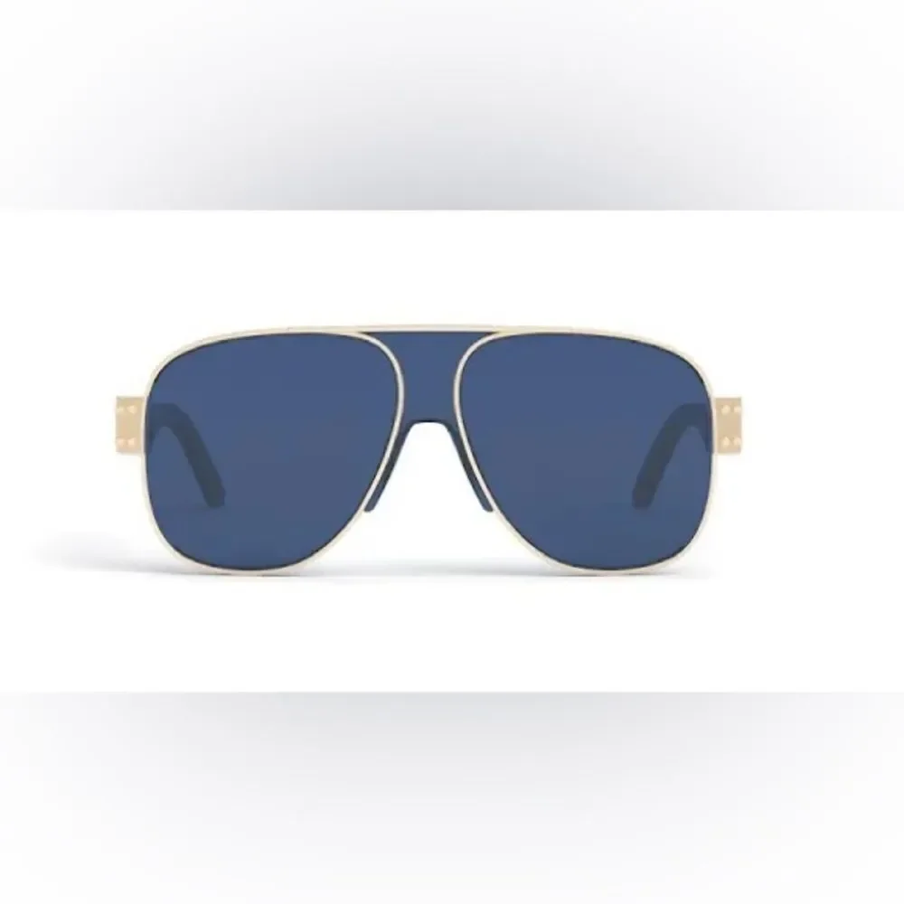 Dior NWT Christian Dior DIORSIGNATURE A3U Gold Blue Oversized Aviator Sunglasses